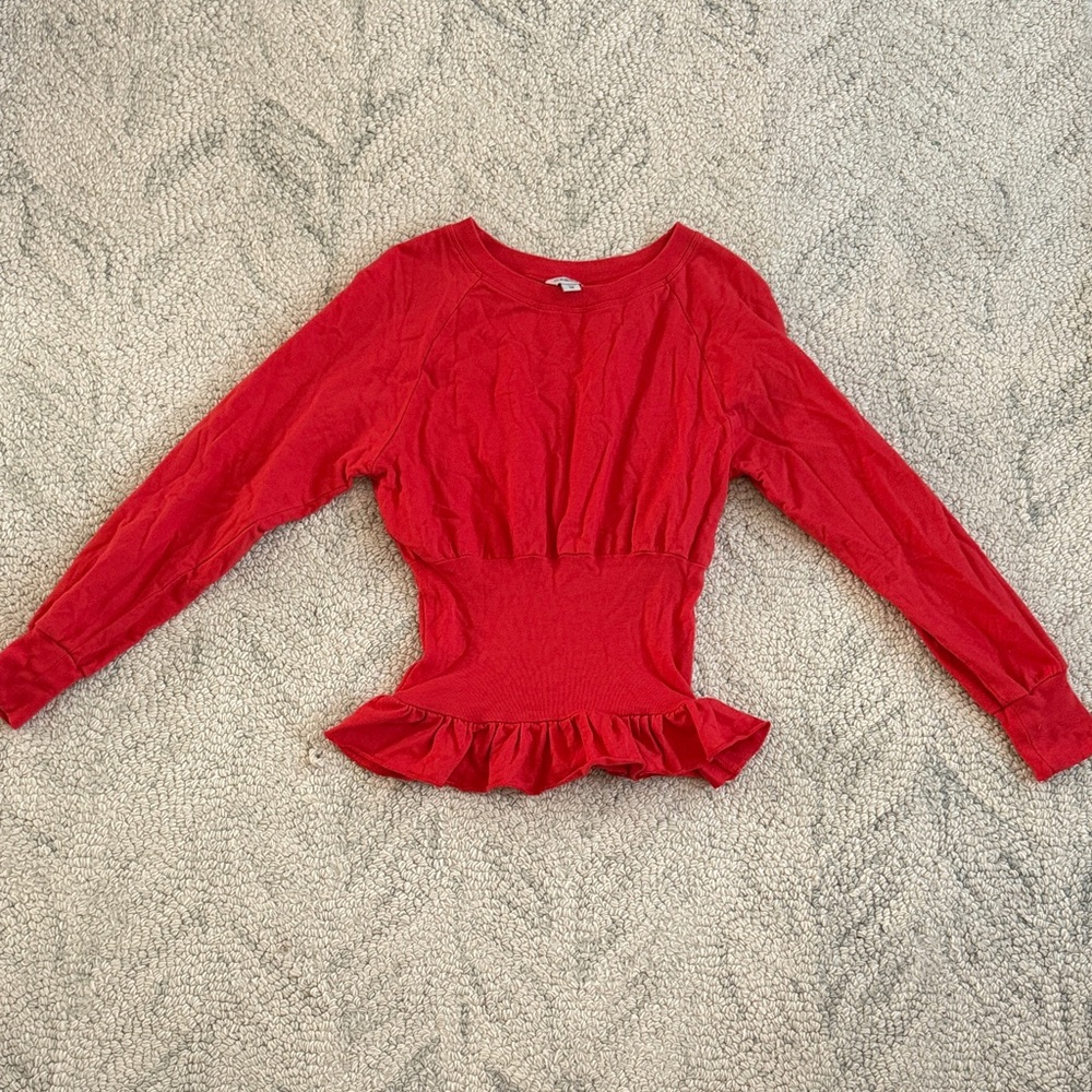 Habitual Girls Red Long Sleeve Ruffled Top